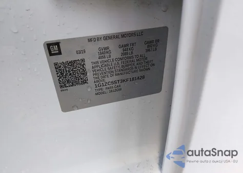 2019 Chevrolet Malibu 1Fl from USA, damaged, VIN 1G1ZC5ST3KF181428